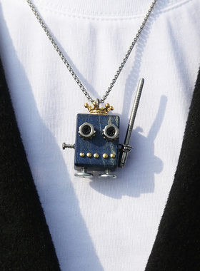 【重剑国王】蒸汽朋克机器人项链 DIY材料包手作包木质潮玩挂件