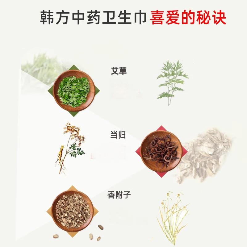 贵艾朗韩国进口原贵爱娘棉柔亲肤透气艾叶草日用卫生巾250mm54片