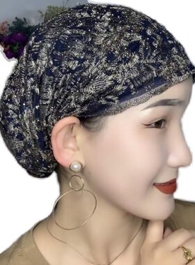 回族头巾遮白发头饰o帽子薄款纱巾女夏季烫钻盖头妈妈方便头套帽