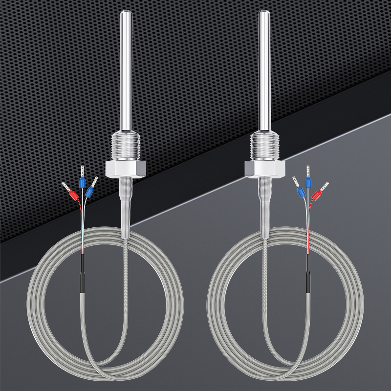 450℃高温PT100温度传感器铂热电阻感温探头螺纹K型热电偶风管道