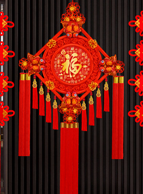 2026新款中国结挂件客厅大号福字挂饰桃木对联玄关背景墙过年装饰