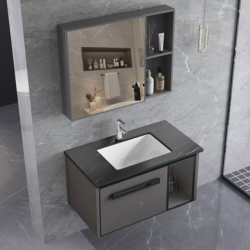 新疆西藏包邮太空铝浴室柜组合小户型洗手盆卫生间洗脸面盆一体洗 - 图1