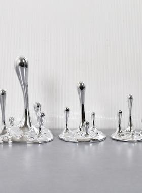 现代轻奢极简抽象树脂水滴水花艺术摆件客厅玄关样板房软装饰品