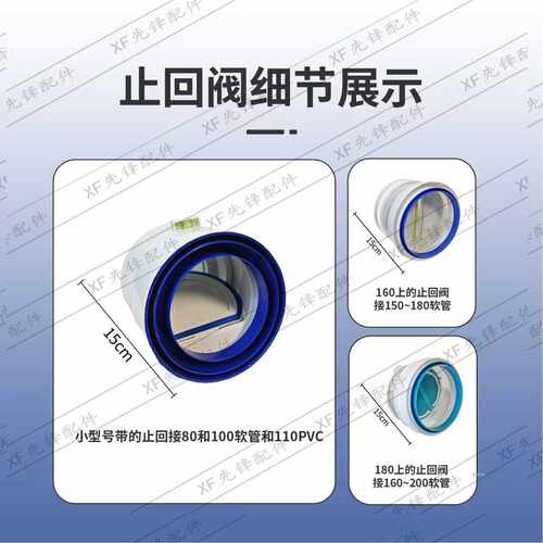 卫生间排气道止回阀厨房抽烟机风帽加长油烟机止逆阀风帽75 110 - 图2