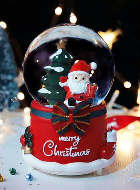 圣诞水晶球八音盒Christmas crystal ball music box decoration