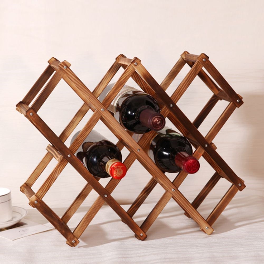 Wooden Red Wine Rack 10 Bottle Holder Mount Bar Display Shel