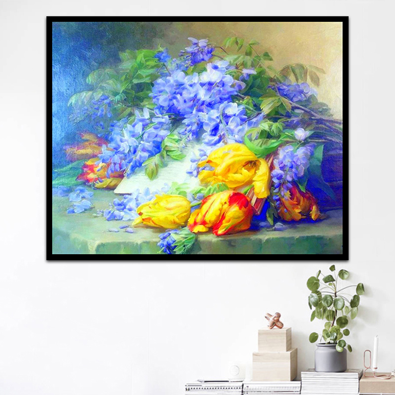 数字油画DIY植物花卉油画装饰客厅卧室手绘涂鸦世界名画休闲减压