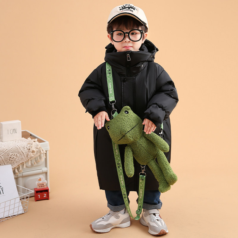 波比猪儿童羽绒服男童洋气青蛙女宝宝小童中长款大童冬装加厚外套,淘宝优惠券,粉丝福利购,淘宝优惠卷