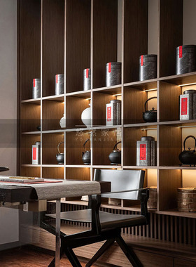 新茶具中式茶壶茶叶罐茶室售楼处饰品金属客厅样板房摆件悠然家居