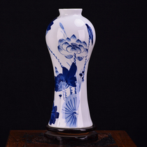 Jingdezhen Ceramic hand painted lotus flower vase New Chinese style home living room TV cabinet decoration handicraft swing piece