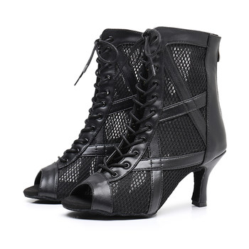 Stiletto jazz dance high heels heels dance shoes mesh short boots summer open toe fish mouth sandals for women plus size