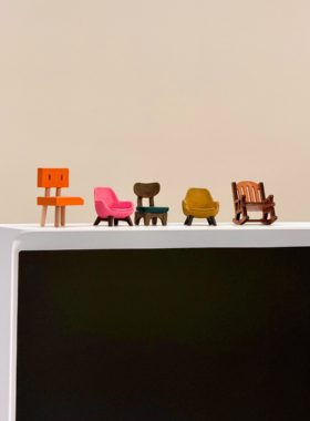 【新家的小角落】五把小椅子摆件微缩家具可爱治愈系电视mini装饰