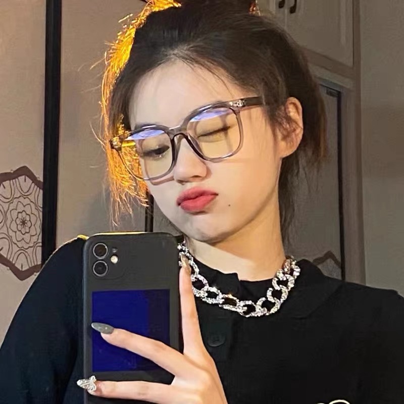 大媛家Sunny 网红同款韩版素颜黑色粗框眼镜框女复古方形近视眼镜 - 图2