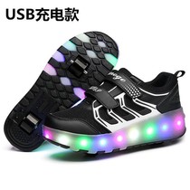 Student Riot Walking Shoes Children J Double Wheel Flash Light Wheel Sliding Shoes Boy Girl Single Wheels With Wheels Sneakers