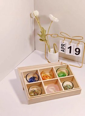 彩色琉璃杯九宫格日式小茶杯套装品茗杯个人玻璃杯清酒杯迷你酒杯