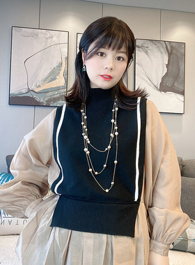 长款项链韩国时尚高亮珍珠装饰链气质百搭毛衣链挂件厂家批发挂饰