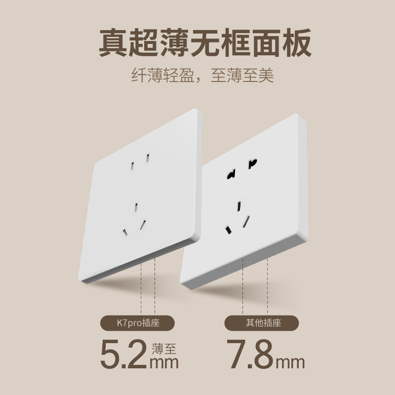 IWN小铃铛K7Pro开关插座超薄玻璃面板五孔usb墙壁86型16A三孔空调 - 图0