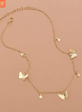Sequins butterfly necklace romantic woman Collarbone chain