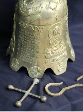 黄铜观音经文铜钟铜铃