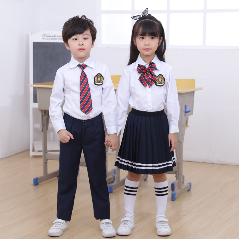 中小学生大合唱服装儿童诗歌朗诵演出服秋冬季班服英伦风校服套装