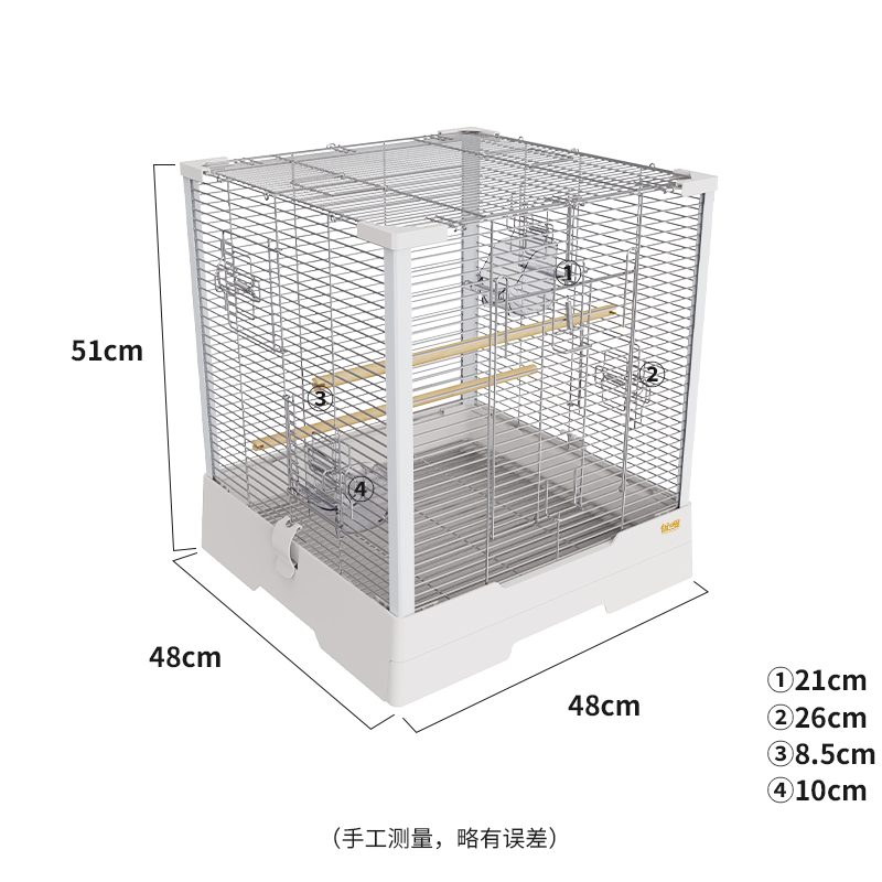 优嗖304不锈钢大号鸟笼虎皮牡丹玄凤鹦鹉全横丝豪华别墅笼子方形 - 图3