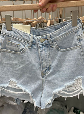 jeans pants denim shorts for women白色破洞a字显瘦牛仔短裤女