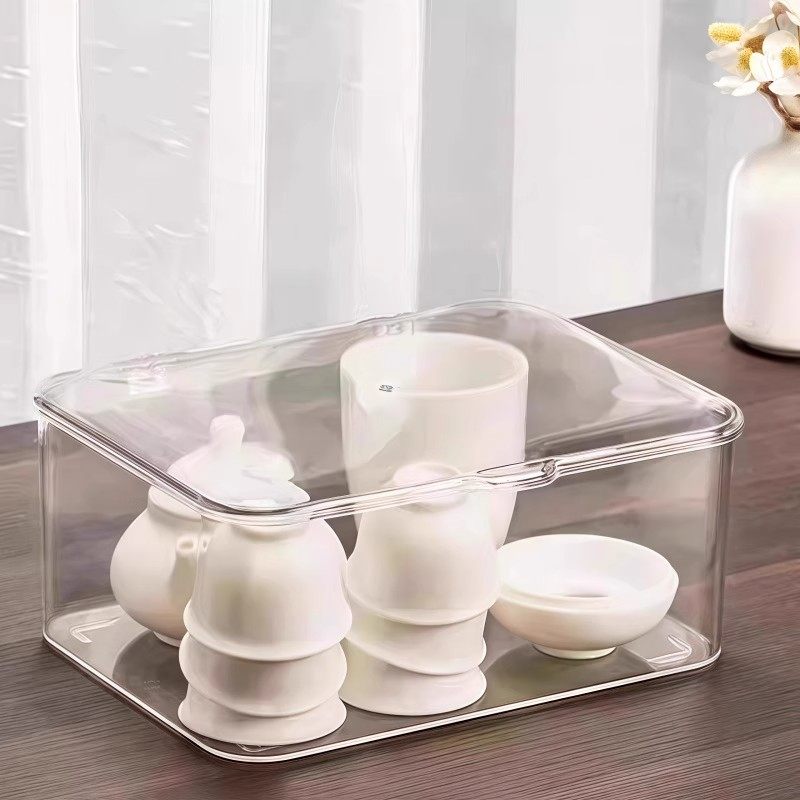 高透亚克力桌面收纳盒翻盖式防尘整理盒卧室宿舍办公室带盖收纳筐,淘宝优惠券,粉丝福利购,淘宝优惠卷