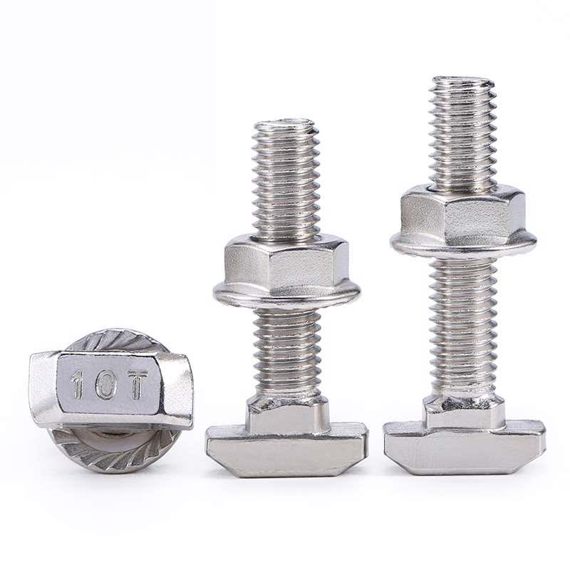 欧标T型螺丝组合M5M6M8铝型材镀镍T型螺栓法兰螺母20/30/40/45型 - 图2