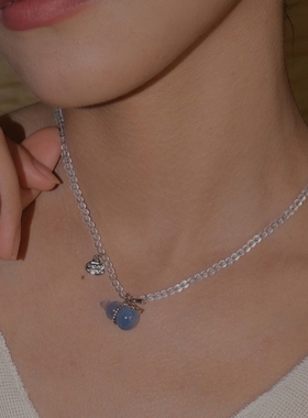 MARSEVEN x 默叙 蓝紫色绳结葫芦水晶串珠项链原创设计简约饰品