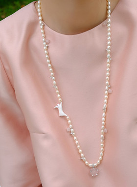 MARSEVEN兔子花花珍珠项链