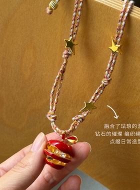 MARSEVEN 闪光派对系列苹果铃铛项链原创设计轻奢气质高级感新品