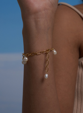 MARSEVEN 海风飞鸽系列白金鸽子珍珠手链精致简约手饰时尚饰品