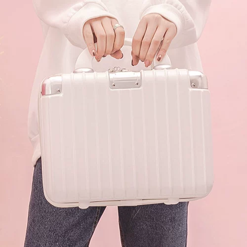 Свежий портативный милый чемодан, сумка через плечо, универсальный ящик для хранения, в корейском стиле, 14 дюймов