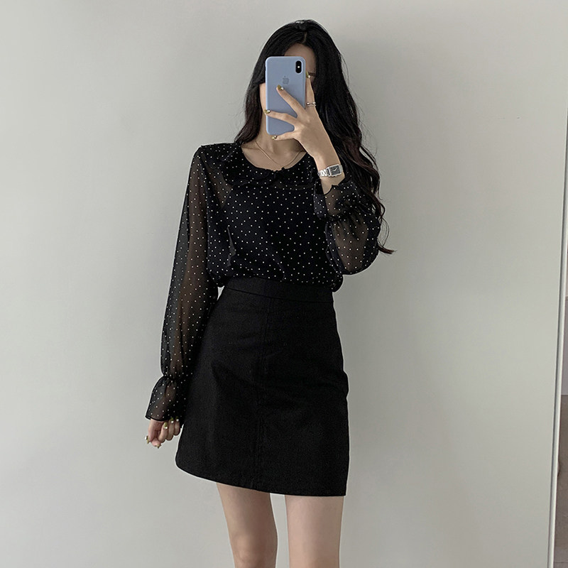 a字裙夏季高腰显瘦遮胯黑色半身裙 鹿菲琦半身裙