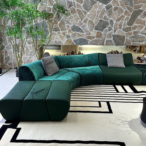 2025意式极简竹节沙发复古新款模块组合大平层小户型客厅布艺沙发 - 图0