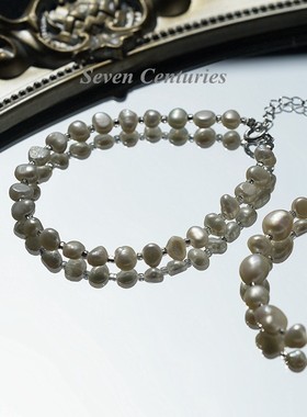 巴洛克真珍珠碎银子手链闺蜜