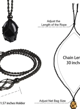 不规则天然手工编织原石水晶宝石网兜大颗粒吊坠项链饰品