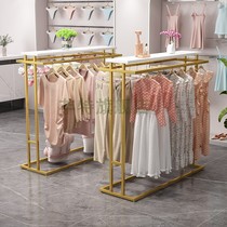 Clothing Store Middle Island Rack Landing Show Shelf Simple for men and women Dress Double-row shelves Double-bar side hanging hanger