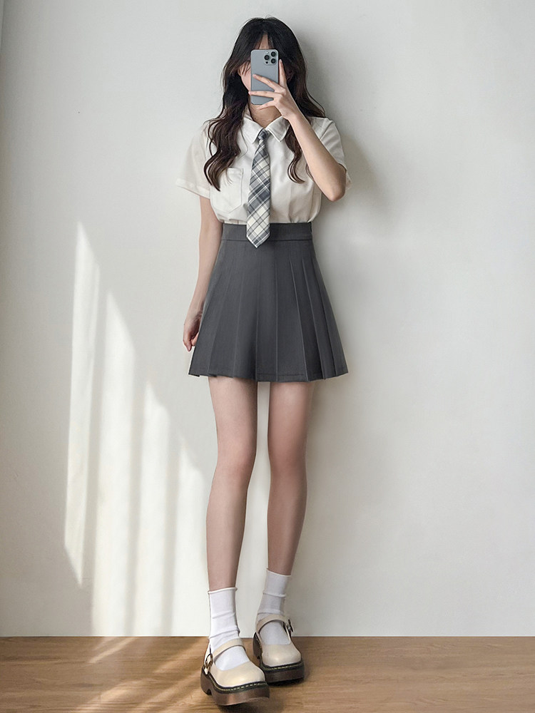 百褶裙女jk半身裙短裙夏天2023新款小个子学生高腰裙子显瘦a字裙