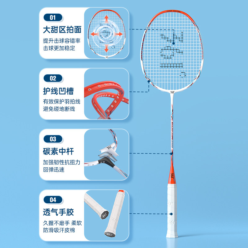 361正品旗舰店官方全碳素羽毛球拍 361度立周羽毛球拍