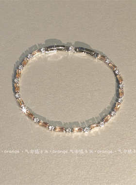 爆闪香槟色小方糖锆石手链