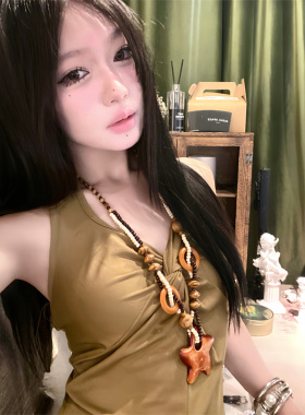 复古民族风辣妹木质海星项链