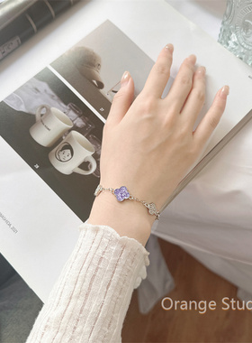 温柔紫色四叶草五花手链