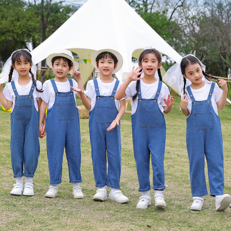 六一儿童节演出服幼儿园啦啦队表演服装毕业照运动会背带裤毕业服