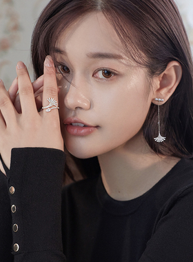 直营羽毛锆石开口戒指女