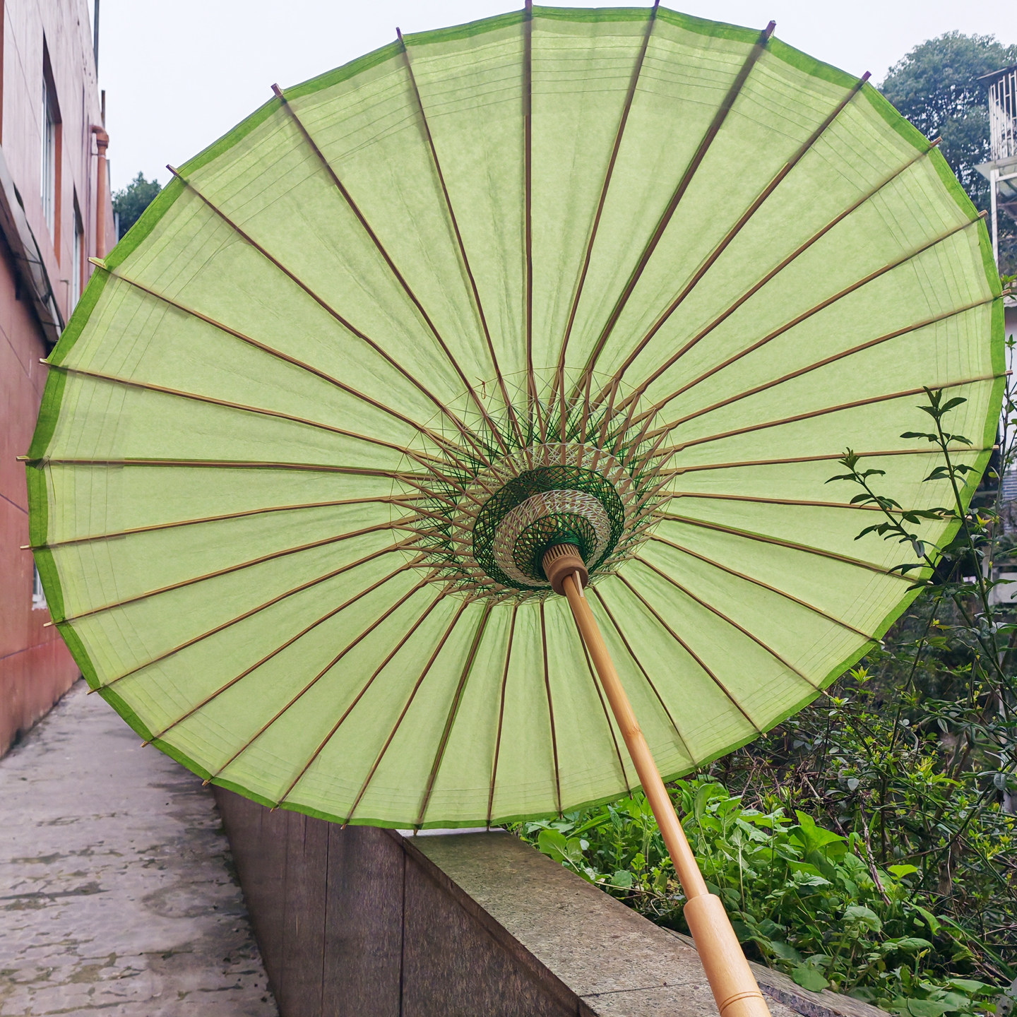 中典油纸伞 茶绿色纯色中式复古纯手工防雨防晒防水老式桐油伞,淘宝优惠券,粉丝福利购,淘宝优惠卷