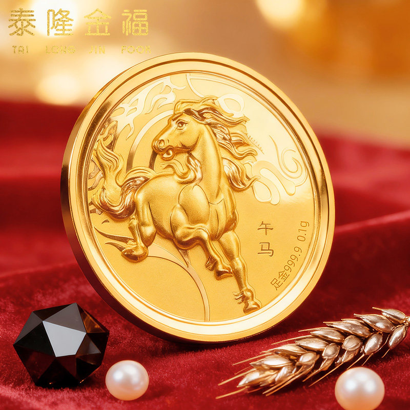 祥瑞马9999足金金币生肖马年本命年生日礼物黄金片送亲友贺岁红包,淘宝优惠券,粉丝福利购,淘宝优惠卷