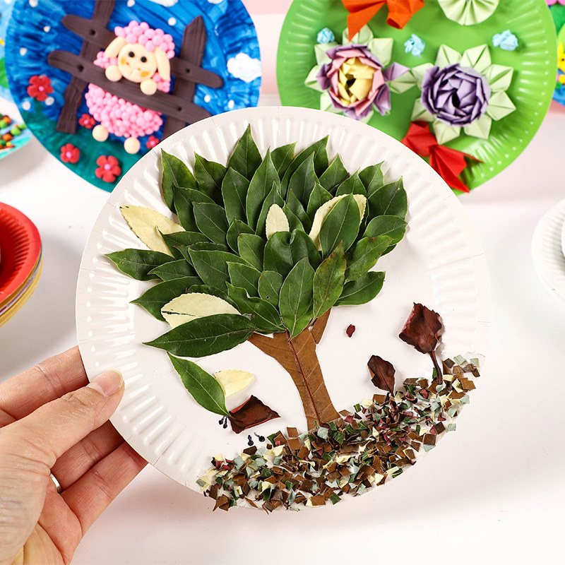 一次性白色纸盘幼儿园画画蛋糕盘子手工diy制作儿童小学生手绘美术材料餐盘制作材料幼儿园绘画纸碟蛋糕盘子