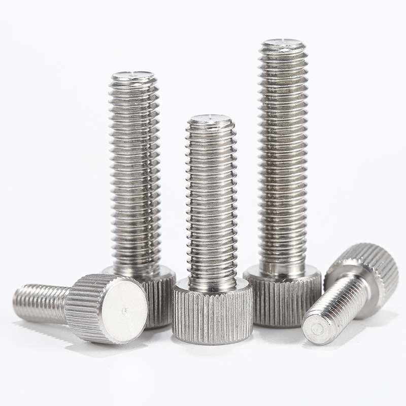 304不锈钢圆形单头螺钉平头滚花手拧螺丝手/扭柄螺栓M2M3M4M5M6M8 - 图1