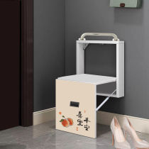 Folding shoe-changing stool wall-mounted shoes stool for home leaning against wall invisible folding changing shoes stool Closed Chair Folding Bathroom Stool